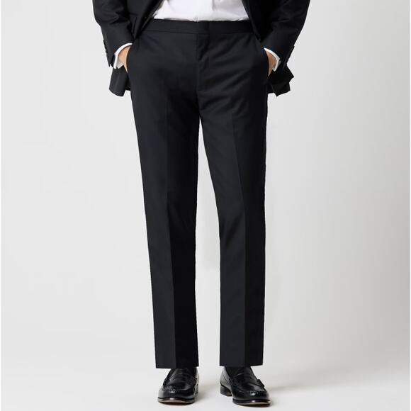 J.Crew Slim-Fit Thompson Tuxedo Pant Mens Size 33x32 Black Flat Front Pure Wool - Picture 1 of 8